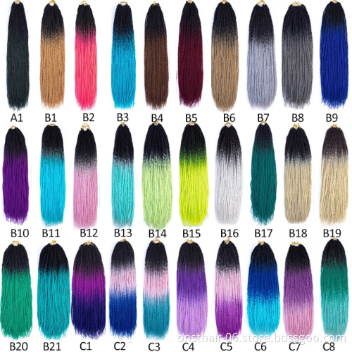 ONST hair Ombre Senegalese Twist Hair Crochet braids 24 inch 30 Roots/pack Synthetic Braiding Hair for Women grey,blue,pink,bro